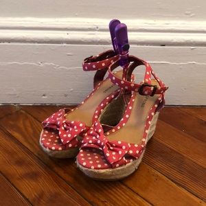 Red polka dot espadrilles